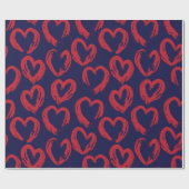 Rode marine hartvormig Valentijn-dag naadloos pat Cadeaupapier (Vlak)
