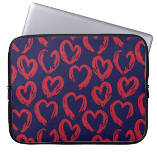 Rode marine hartvormig Valentijn-dag naadloos pat Laptop Sleeve