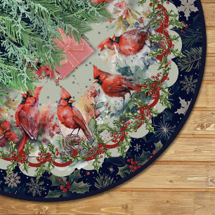 Rode marine kerst kardinalen bloemstuk aangepast kerstboom rok