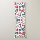 Rode marine-kerst Scandinavisch volkskunst ontwerp Lichaamskussen (Voorkant Verticaal)