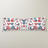 Rode marine-kerst Scandinavisch volkskunst ontwerp Lichaamskussen (Voorkant)