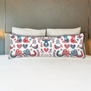 Rode marine-kerst Scandinavisch volkskunst ontwerp Lichaamskussen