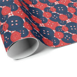 Rode Marine Knopen Gingham - Ambacht & Naaikamer Cadeaupapier