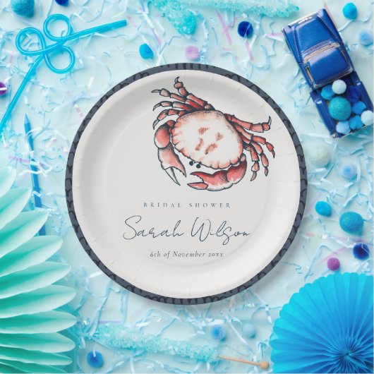 Rode marine onderwaterkrab Nautisch Vrijgezellenfe Papieren Bordje (Feest)