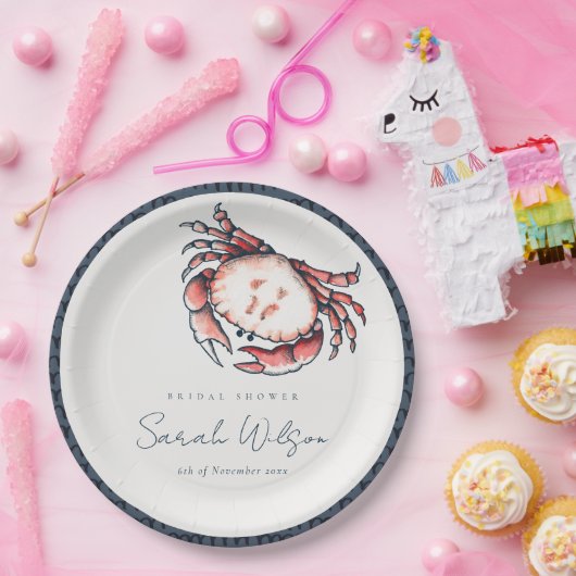 Rode marine onderwaterkrab Nautisch Vrijgezellenfe Papieren Bordje (Feest)