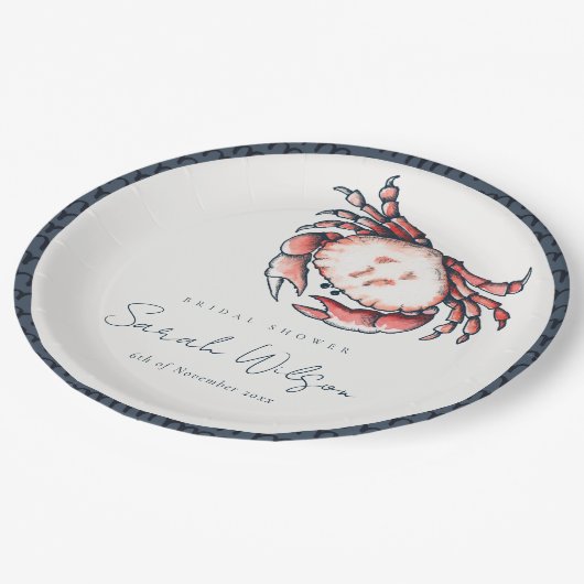 Rode marine onderwaterkrab Nautisch Vrijgezellenfe Papieren Bordje (Gekanteld)