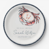 Rode marine onderwaterkrab Nautisch Vrijgezellenfe Papieren Bordje (Voorkant)