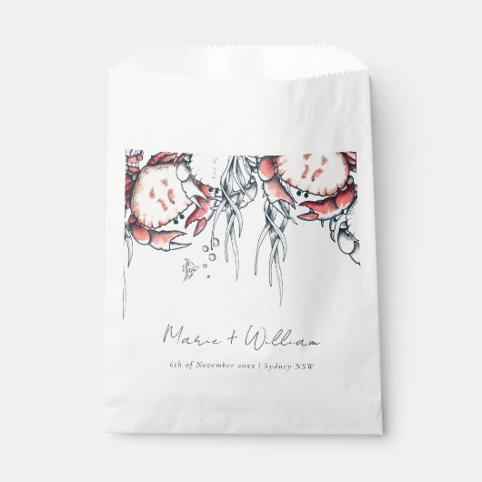 Rode marine onderzeese krab koraal rond huwelijk bedankzakje (Voorkant)