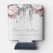 Rode marine onderzeese krab koraal rond huwelijk blikjeskoeler (Achterkant)