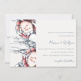 Rode marine onderzeese krab koraal rond huwelijk kaart