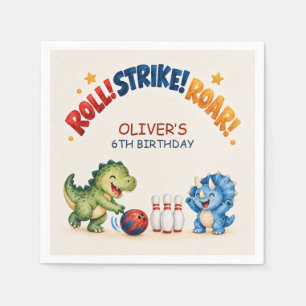 Rode marine waterverf dinosaurus bowling verjaarda servet