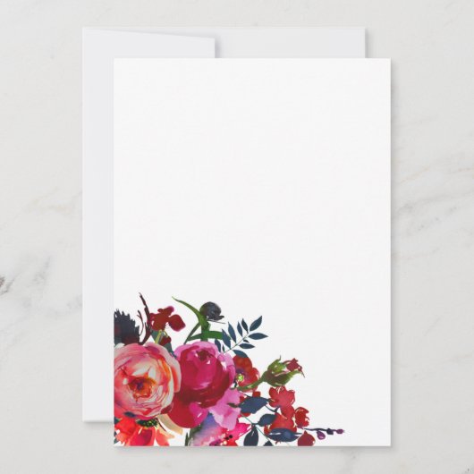 Rode marine waterverf pioen foto bruiloft dank u bedankkaart (Achterkant)