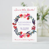 Rode marine waterverf wilde bloemen save date brui save the date (Staand voorkant)