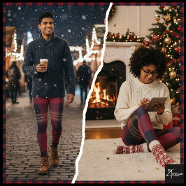 Rode marinebuffalo plaidflanel tartan leggings