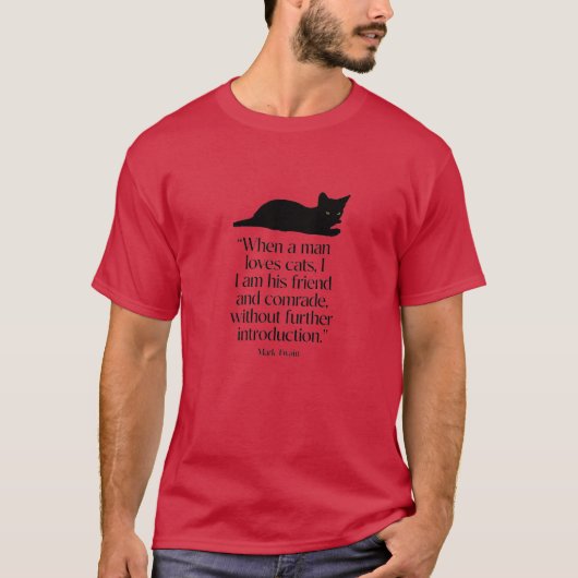 Rode Mark Twain Kat Quote T-Shirt (Voorkant)