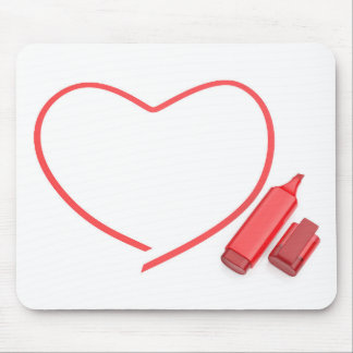 Rode marker en rood hart muismat