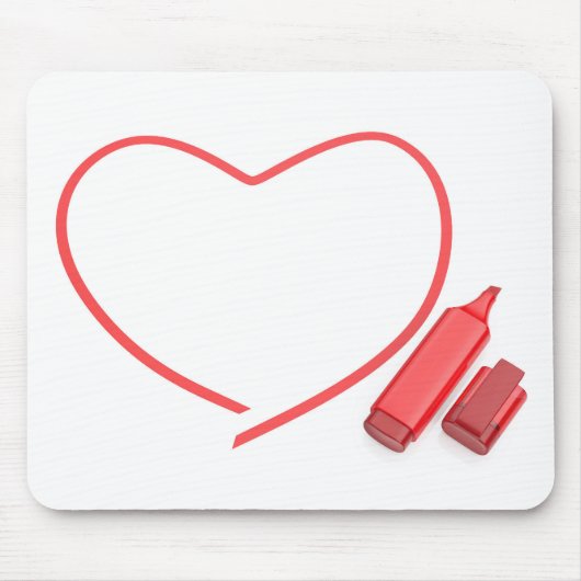 Rode marker en rood hart muismat (Voorkant)