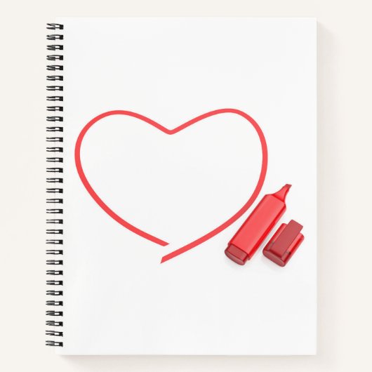 Rode marker en rood hart notitieboek (Voorkant)
