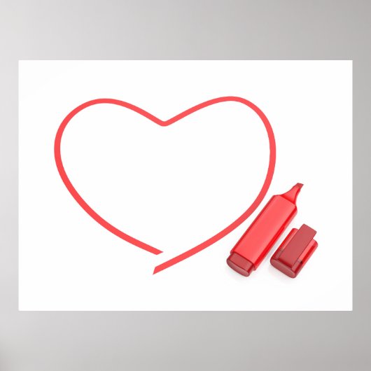 Rode marker en rood hart poster (Voorkant)