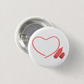 Rode marker en rood hart ronde button 3,2 cm (Voorkant /achterkant)