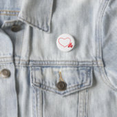 Rode marker en rood hart ronde button 3,2 cm (In situ)