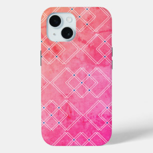 Rode marmer en vierkante lagen iPhone 15 case