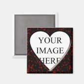 Rode marmer Square Lijst met hart Magneet (Voorkant / Achterkant)