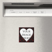 Rode marmer Square Lijst met hart Magneet (Insitu (Vaatwasser))