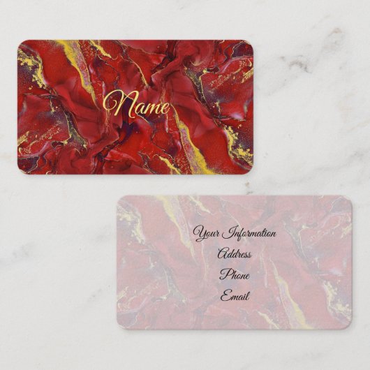 Rode marmer Visitekaartje (Voorkant / Achterkant)