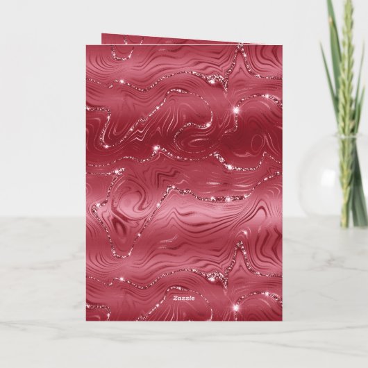 Rode marmeren gouden glitter kerstboom kaart (Achterkant)