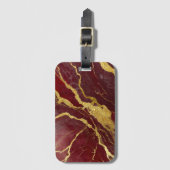 Rode Marmeren Patroon met Goud Bagagelabel (Voorkant (verticaal))