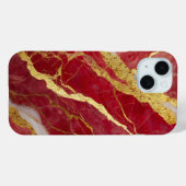 Rode Marmeren Patroon met Goud Case-Mate iPhone Case (Achterkant (horizontaal))