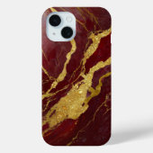 Rode Marmeren Patroon met Goud Case-Mate iPhone Case (Achterkant)