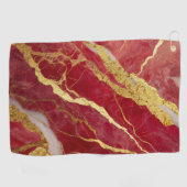 Rode Marmeren Patroon met Goud Golfhanddoek (Horizontaal)
