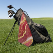 Rode Marmeren Patroon met Goud Golfhanddoek (Groen)