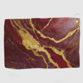 Rode Marmeren Patroon met Goud Golfhanddoek (Horizontaal)