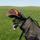 Rode Marmeren Patroon met Goud Golfheadcover (Insitu)