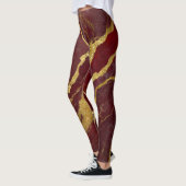 Rode Marmeren Patroon met Goud Leggings (Links)