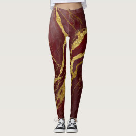 Rode Marmeren Patroon met Goud Leggings