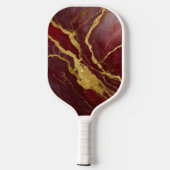 Rode Marmeren Patroon met Goud Pickleball Paddle (Achterkant)