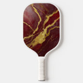 Rode Marmeren Patroon met Goud Pickleball Paddle (Voorkant)