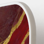 Rode Marmeren Patroon met Goud Pickleball Paddle (Links Detail)