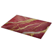 Rode Marmeren Patroon met Goud Snijplank (Hoek)