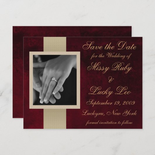 Rode Marmeren Save the Date Aankondiging (Voorkant / Achterkant)