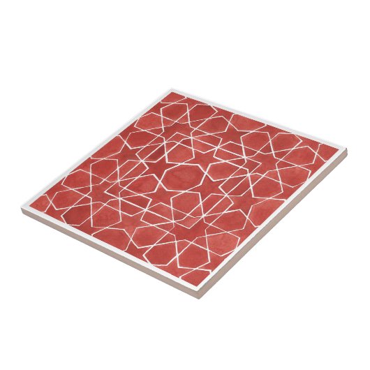 Rode Marokkaanse mozaïek Tegeltje (Zijkant)
