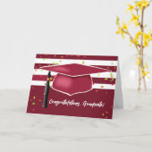 Rode maroon Afstuderen met Pet zwarte strepen Kaart (Gele Bloem)
