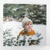 Rode Maroon Geruite 7 Foto Kruis Prettig Kerstfees Drieluik Wenskaart (Binnenzijde eerst)