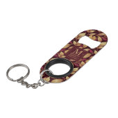Rode Maroon Gouden Glitter Herfstbladeren Patroon Mini Flessenopener (Voorkant Gekanteld)