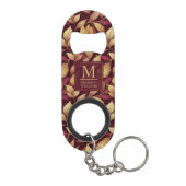 Rode Maroon Gouden Glitter Herfstbladeren Patroon Mini Flessenopener (Achterkant)