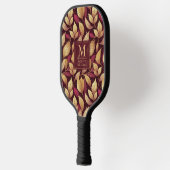 Rode Maroon Gouden Glitter Herfstbladeren Patroon Pickleball Paddle (Links)